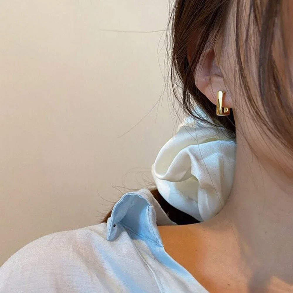 New U-Shaped Square Hoop Earrings Women Luxury Wedding Jewelry
