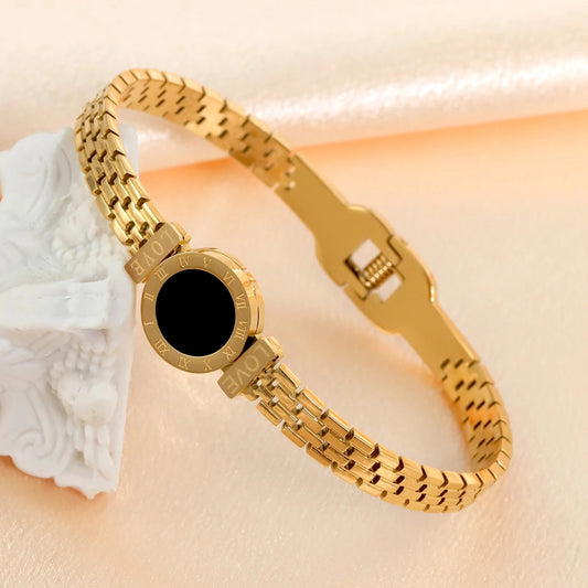 Classic Stainless Steel Roman Numeral Bracelet, Suitable for Women's Daily Wear, Birthday Parties, Wedding Jewelry, Girls' Gift