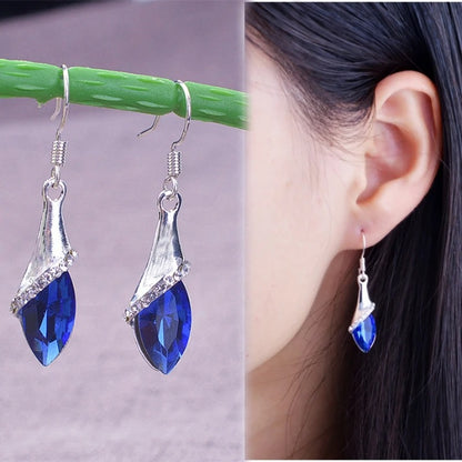 Blue Crystal Water Drop Earrings with Red Rhinestone Women