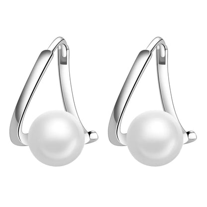 Women's New 925 Sterling Silver Pearl Jewelry Fashion Spiral Hoop Earrings XY0175