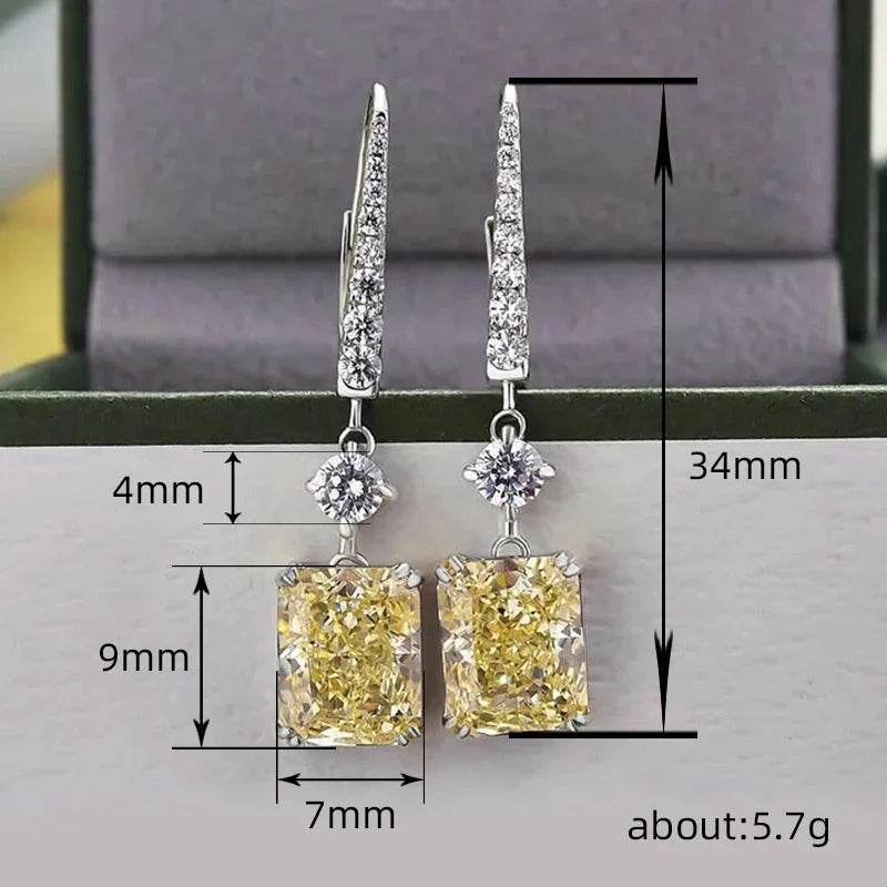 Trendy Yellow Cubic Zirconia Earrings Women Dance Party Jewelry