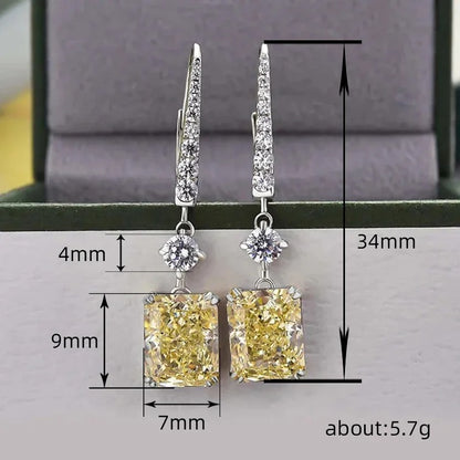 Trendy Yellow Cubic Zirconia Earrings Women Dance Party Jewelry