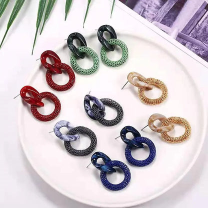 European Acrylic Chain Dangle Earrings Women Big Circle Jewelry