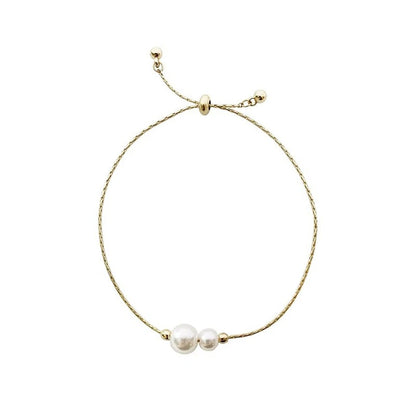 316L Stainless Steel Pearl Beaded Adjustable Bracelet for Women