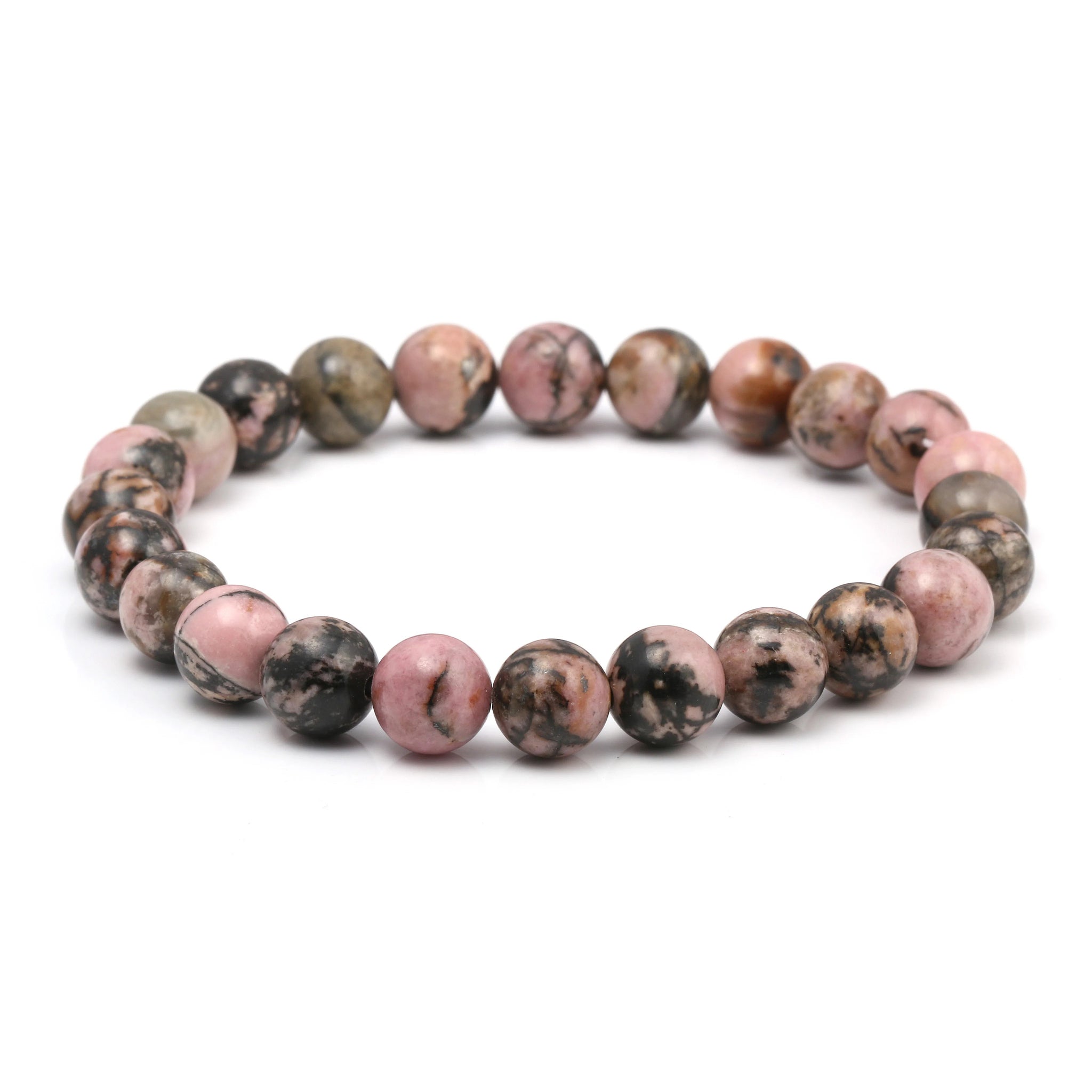 Natural Stone Beads Bracelets Lucky Charm 8mm Black Stone Bracelets for Men Women