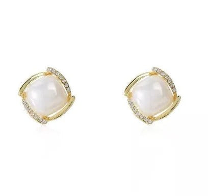 925 Silver Pearl Stud Earrings Korean Vintage Women’s Jewelry