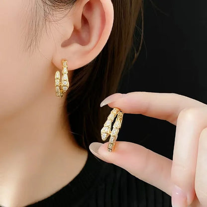 2025 Gold-Plated Serpent Zircon Earrings - Minimalist Luxury