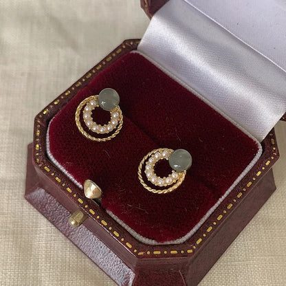 2025 New Small Round Earrings for Women Korean Fashion Sweet Imitation Pearl Circles Tiny Stud Earrings Geometry Ear Jewelry