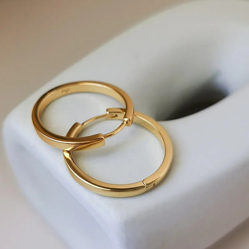 Classic Simple Round Hoop Earrings Women Circle Shiny Jewelry