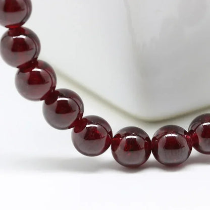 Natural Garnet Stone Bracelet Men & Women Wine Red Bead Jewelry