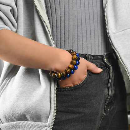 Natural Tiger Eye Crystal Buddha Bracelet Stretch Yoga Jewelry