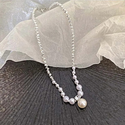 Minimalist Beaded Pearl Collarbone Necklace Wedding Jewelry