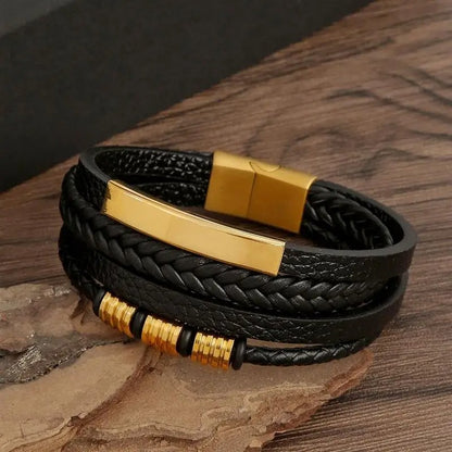 Classic Men's Leather Bracelet New Style Hand-woven Multi-layer Combination Accessory Fashion Jewelry