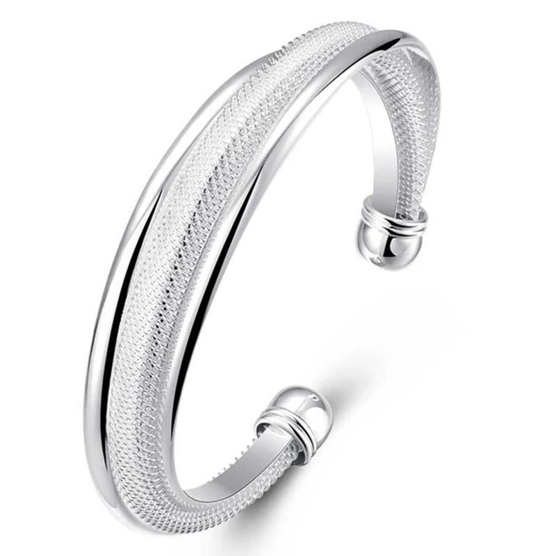 Women’s & Men’s Silver Bangle Elegant 925 Sterling Smooth Bracelet