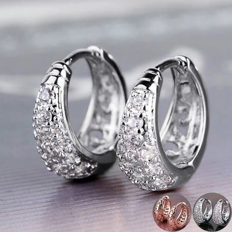 Luxury Paved Hoop Earrings for Women Daily Wear Fashion Jewelry