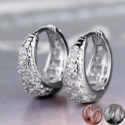 Luxury Paved Hoop Earrings for Women Daily Wear Fashion Jewelry
