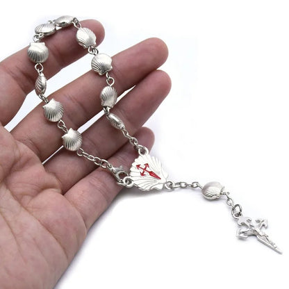 Santiago Metal Shell Rosary Cross Bracelets For Men Women