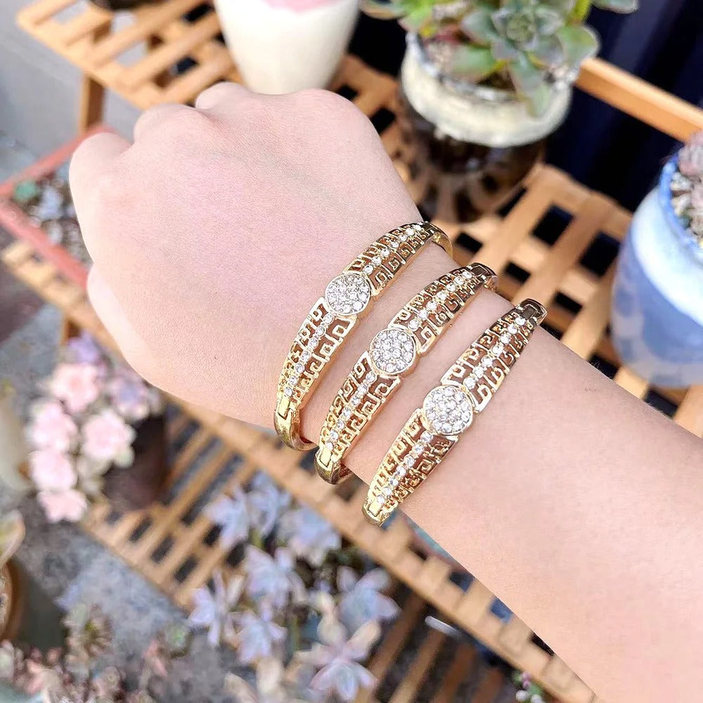 Gold Color Arabic Bracelet Bangle Crystal Women Charm Bracelet  Wedding Jewelry Morocco Bridal Gift
