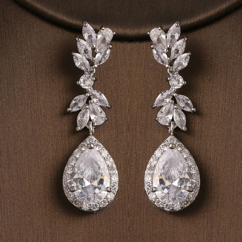 Luxury Flower Cubic Zirconia Drop Earrings for Women