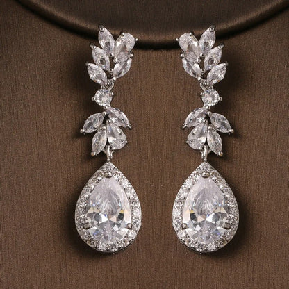 Luxury Flower Cubic Zirconia Drop Earrings for Women