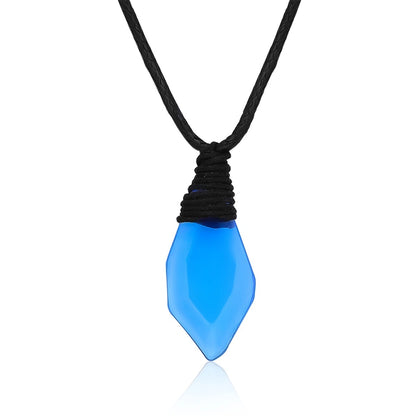 Mermaid Blue Crystal Necklace Just Add Water Energetic Pendant Jewelry Accessories for Women Unisex Birthday Gift