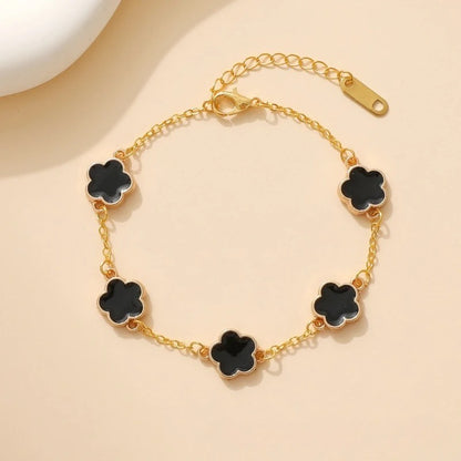 Women’s Lucky Clover Hand Bracelet Stainless Steel Gold Jewelry