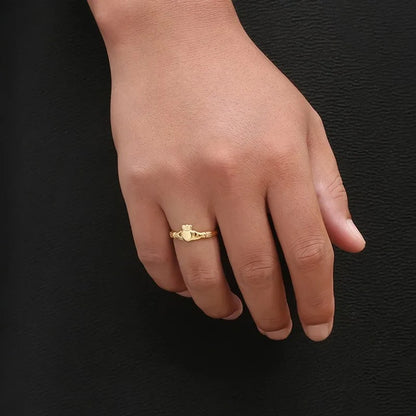 Stainless Steel Irish Claddagh Heart Crown Promise Ring for Men & Women