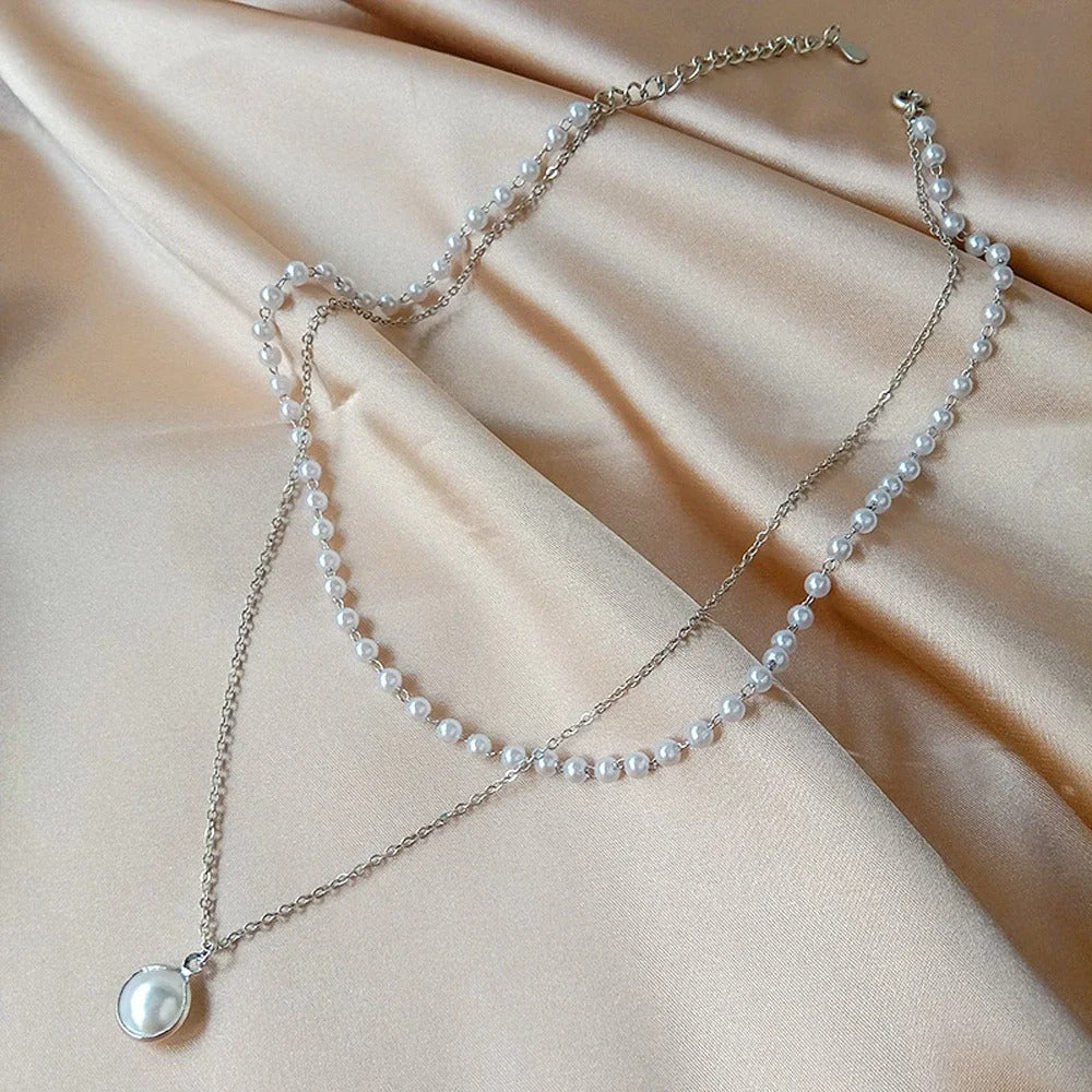 New Beads Women's Neck Chain K-pop Pearl lace Gold Color Goth Choker Jewelry On The Pendant 2025 Collar For Girl