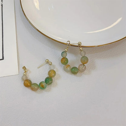 Women’s Jade Beaded Earrings Colorful Temperament Ethnic Jewelry