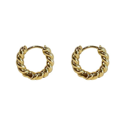 Minimalist Gold Twisted Hoop Earrings Women Dainty Brass Jewelry Gift