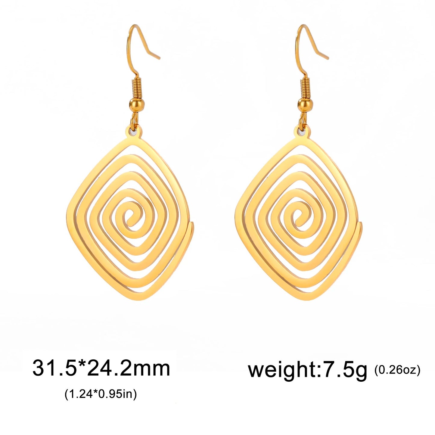 Swirl Geometric Earrings Women Trendy Gold Jewelry Gift