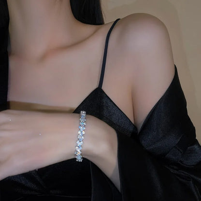 Crystal Zircon Chain Bracelet for Women Luxury Roman Bangle Jewelry