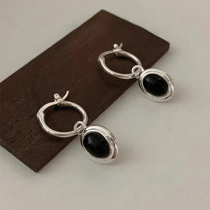 Allergy-Free Black Ball Drop Earrings Women Korean Trendy Jewelry