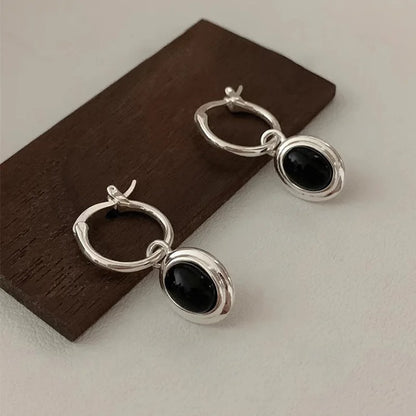 Allergy-Free Black Ball Drop Earrings Women Korean Trendy Jewelry