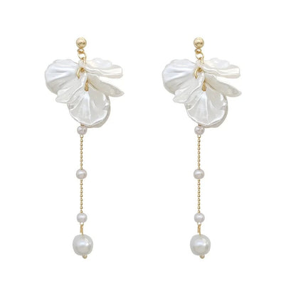 925 Silver Needle Elegant Temperament Modern Jewelry Simulated pearl Tassel Earrings For Women Fashion Accessories