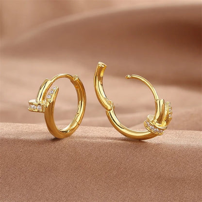 925 Silver Plated Zircon Round Hoop Earrings – Minimalist Shiny Jewelry for Women