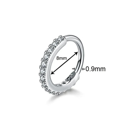 Cubic Zircon Fake Nose Ring for Women Stainless Steel Round Cartilage Tragus Helix Ear Nose Piercing Falso Nariz Body Jewelry