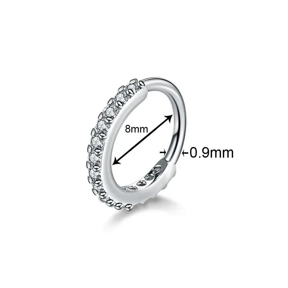 Cubic Zircon Fake Nose Ring for Women Stainless Steel Round Cartilage Tragus Helix Ear Nose Piercing Falso Nariz Body Jewelry