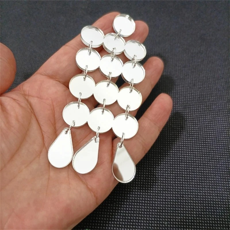 Dots Big Mirror Drop Earrings for Women Geometric Silver Gold Color Trendy Acrylic Jewelry Accessories