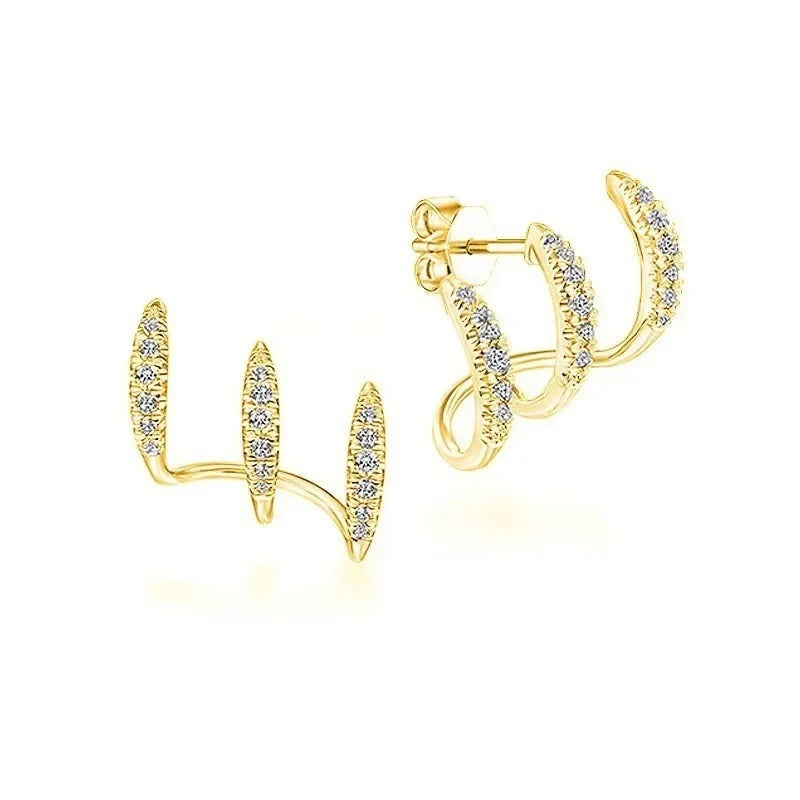 925 Sterling Silver Claws Stud Earrings with Crystal Gold Earring AAA Stone Modern Design Fashion Accessories Women 2025 Jewelry