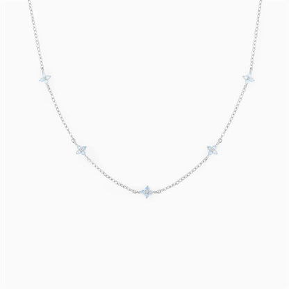 Crystal Clover Choker Necklace For Women K-pop Fashion Gold Color Thin Short Neck Chain Blue Flower Jewelry Gifts
