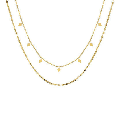 Stainless Steel New Fashion High-end Jewelry Rhombus Zircon Charm Chain Necklace Necklace Pendant for Women