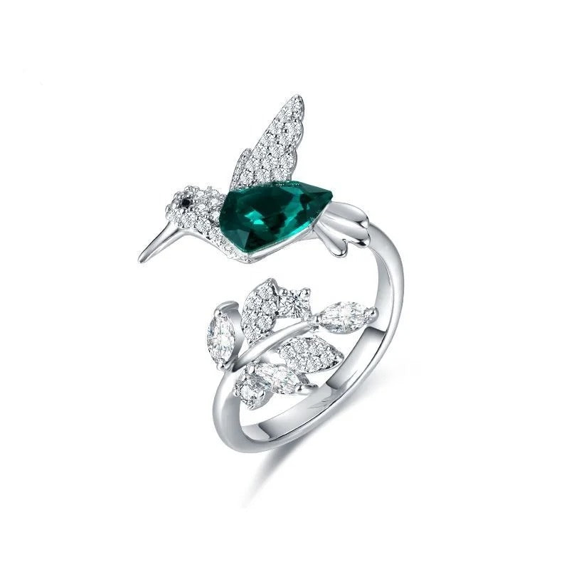 Green Hummingbird Adjustable Ring Trendy Fashion Jewelry for Women