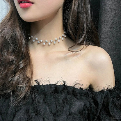 Trendy Pearl Necklace Korean Fashion Jewelry for Women Neck Chain Choker Collar Accessories Gift Short Necklace Chain Female