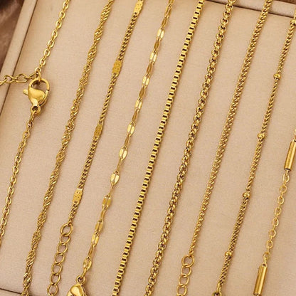 Gold-Plated Cuba Chain Necklace Set Adjustable 5PCS Jewelry