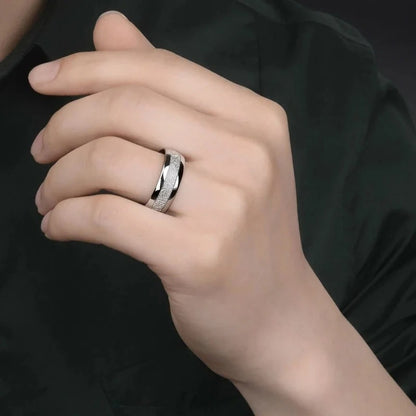 Silver Couple Rings Set with Zircon for Men & Women