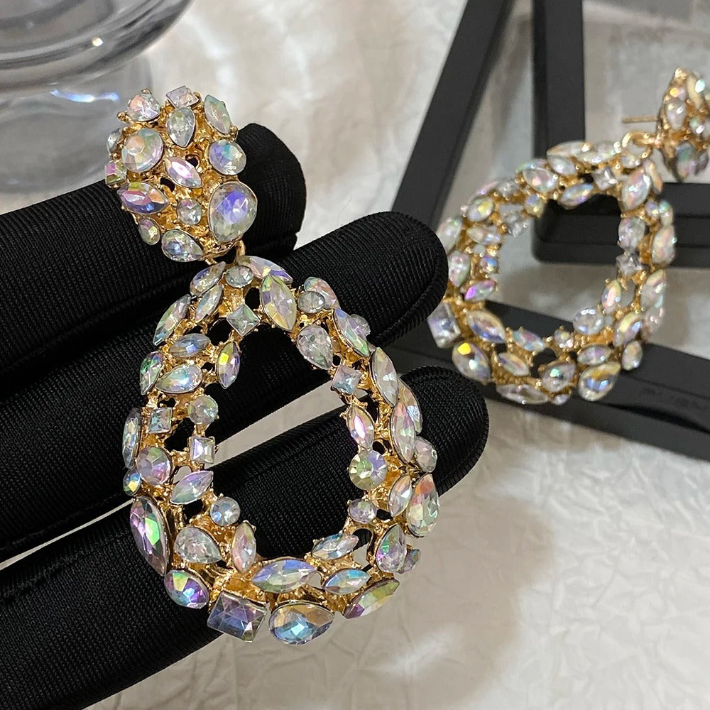 Rhinestone Droplet Drop Earrings for Women
