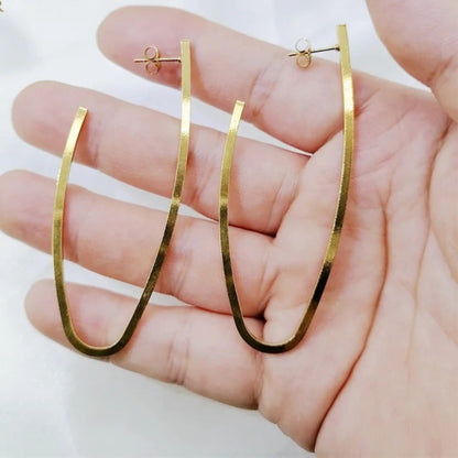 1 Pairs Exaggerated Big Hook Earrings for Women C Shape Ear Studs Earrings Golden Stainless Steel Piercing Jewelry Accessories