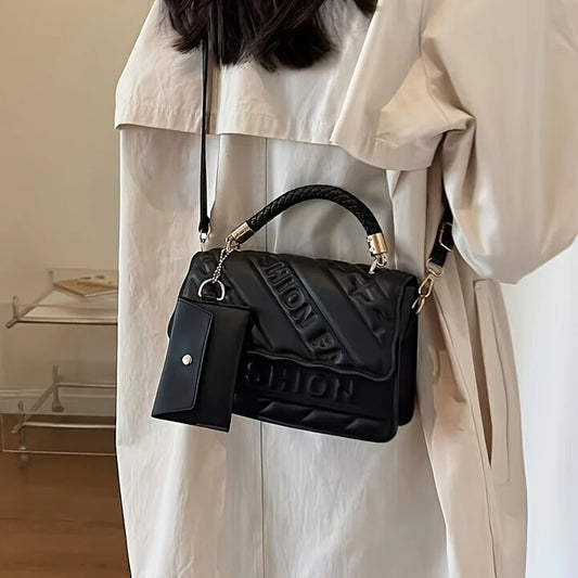 Quilted Crossbody Handbag for Women with Mini Coin Pouch