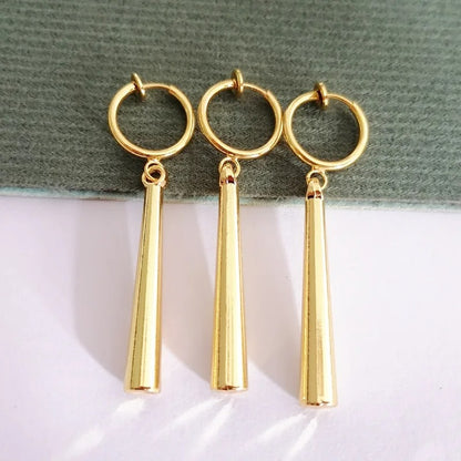 3PCS Gold Geometric Non-Pierced Earrings Women Hip Hop Jewelry
